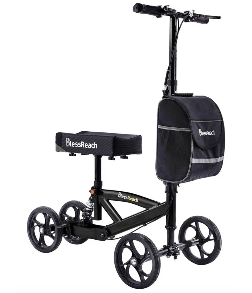BlessReach Steerable Knee Scooter Foldable Medical Walker for Foot Injury Adult