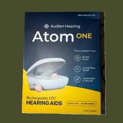 Audien Atom One OTC Hearing Aids Wireless, Rechargeable, Beige