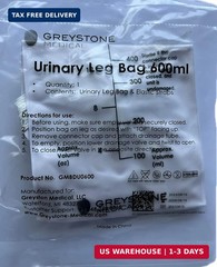 Greystone Urinary Leg Bag 600ml – 3 Count – Urine Collection Bag for Catheter wi