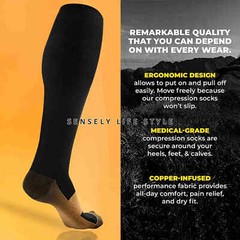 3 Pairs Plus Size Compression Socks Wide Calf 15-20mmHg Graduated Compression