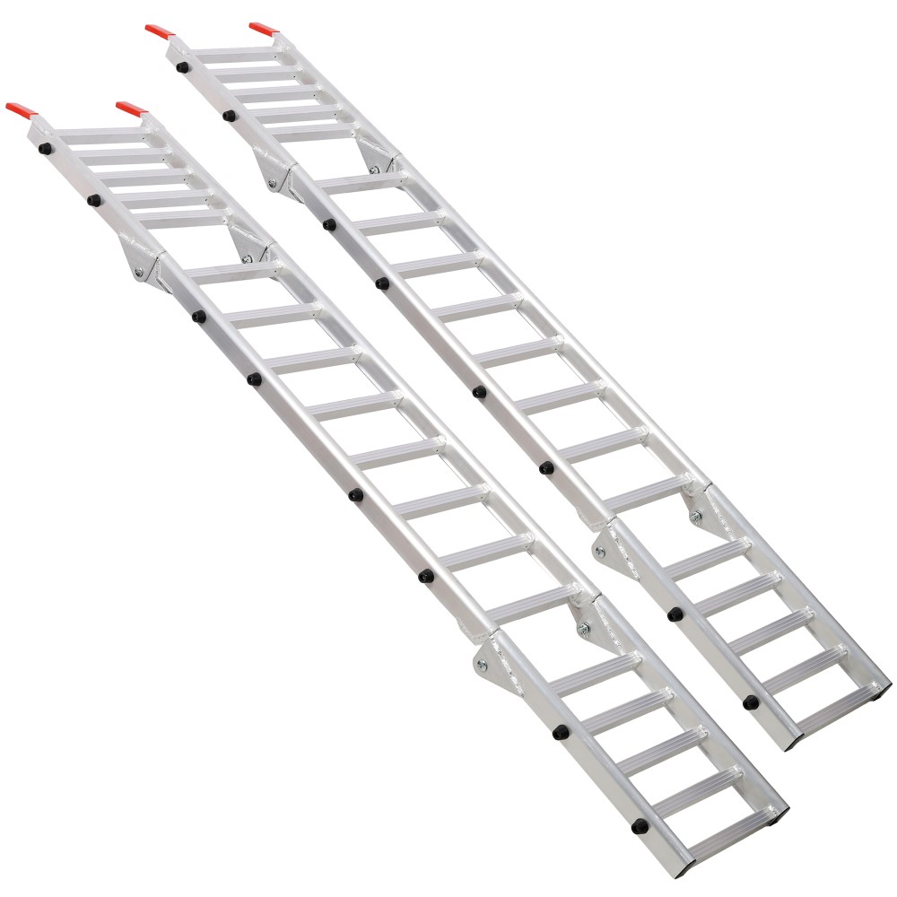 Silver 1400LB Aluminum Ramp Pair 2in1 Tailgate Extender ATV Mower Motorcycle