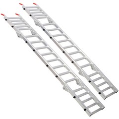 Silver 1400LB Aluminum Ramp Pair 2in1 Tailgate Extender ATV Mower Motorcycle