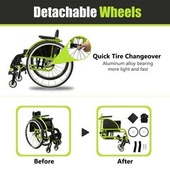 All Aluminum Foldable Lightweight Wheelchair, Adult Sport Wheelchair, 24″ Quick