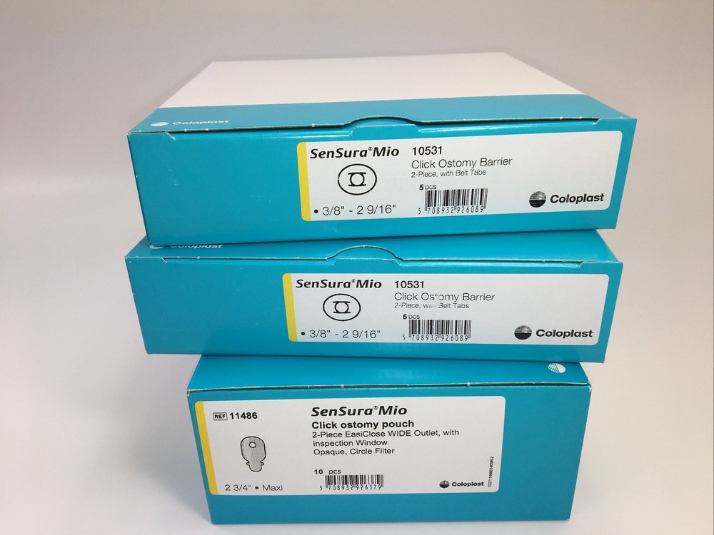 10 Coloplast 11486 Pouches & 10 Barriers 10531 Yellow Flange Expires 2027