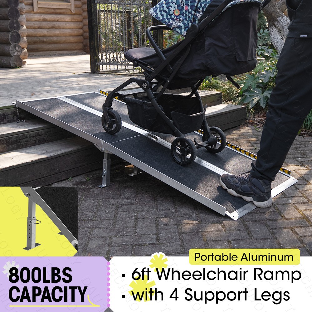 6ft Portable Wheelchair Ramp Mobility Scooter Threshold Ramp with 4 Support Legs