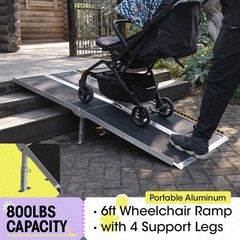 6ft Portable Wheelchair Ramp Mobility Scooter Threshold Ramp with 4 Support Legs