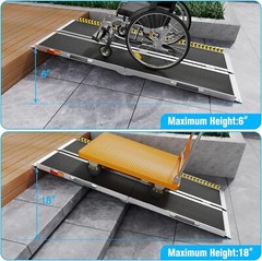 6FT Wheelchair Ramp Seamless Non-Slip Aluminum Folding Loading Ramps for Steps