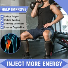 Copper Calf Compression Sleeve 20-30mmHg Graduated Leg Support Sport Mens Womens