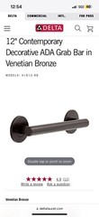 41812-BL Contemporary Decorative ADA Grab Bar, Matte Black, 12 In