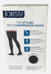 Jobst for Men LARGE BLACK Thigh High Compression Stockings 20-30mmHg 115410 New