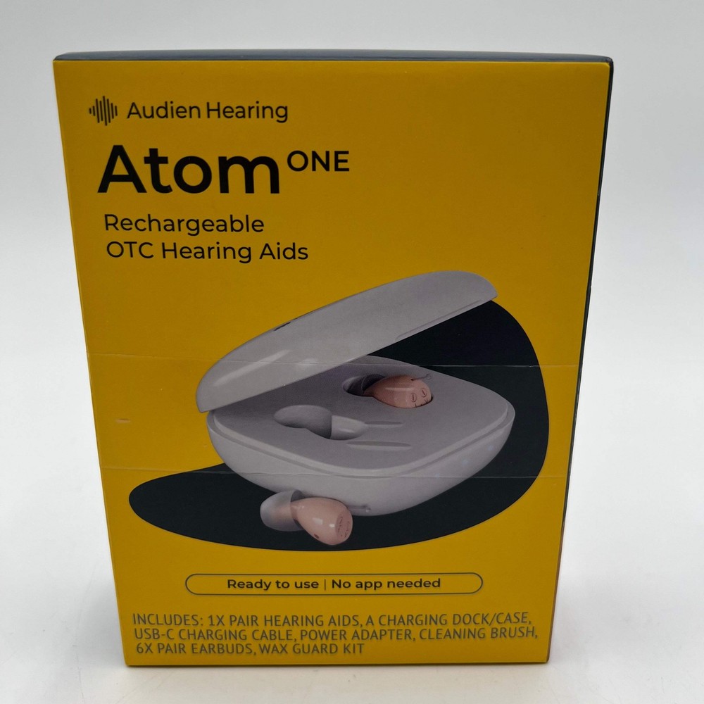 Atom One Rechargeable OTC Hearing Aids New In Box