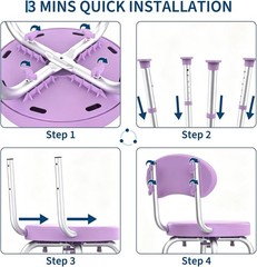 Shower Chair Stool Seat 360° Swivel Elderly Disabled Adjustable 150kg Capacity