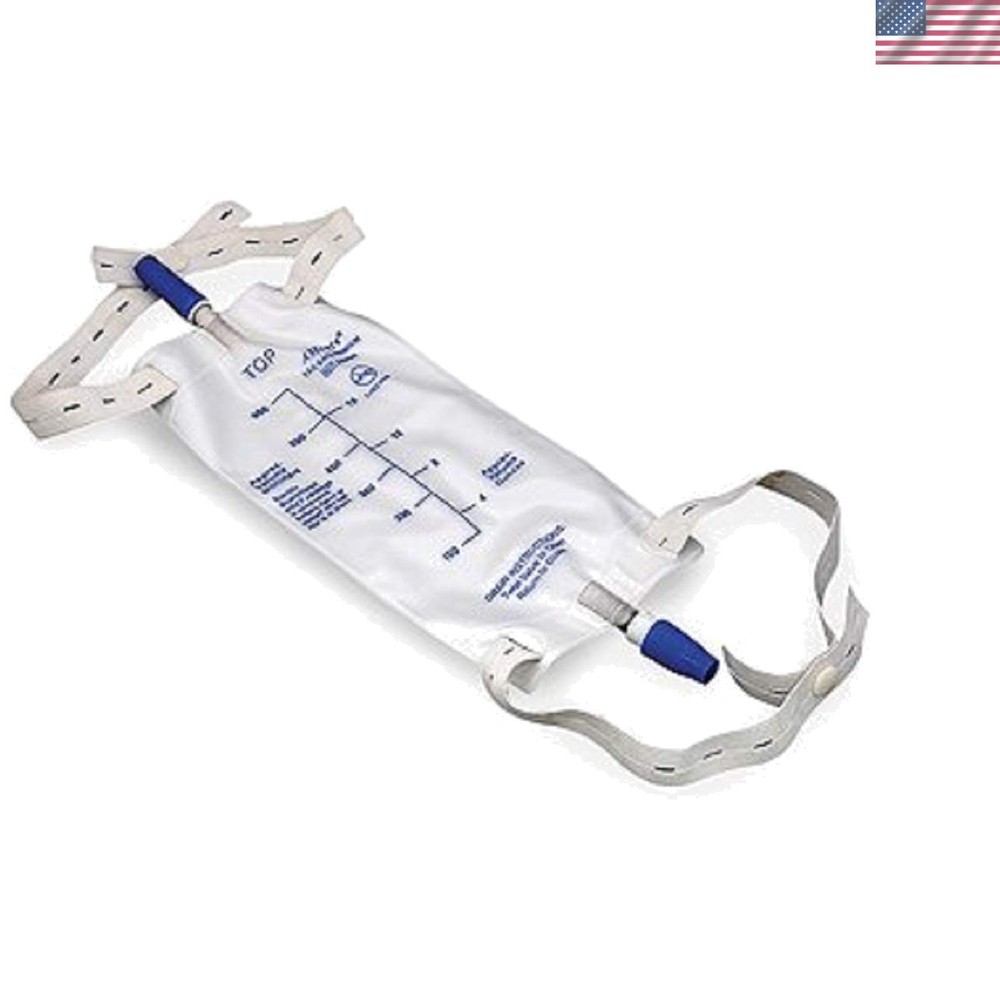 Comfortable Vinyl 900ml Urinary Leg Bag with Latex-Free Straps & Drain Port