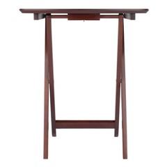 Winsome Darlene Set Of 2 Foldable Snack Tables 26 In Walnut Easy To Store