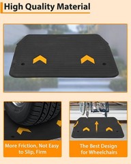 2 Packs Threshold Ramp Door Ramp 4″ Rise Rubber Curb Ramp 33000lbs Capacity