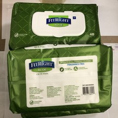 4 Pack FitRigth Aloe Quilted Cleansing Cloth Adult Wipe 4x48pcs