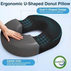 Donut Pillow for Tailbone Pain, Hemorrhoids – Cooling Gel Memory Foam Chair Seat