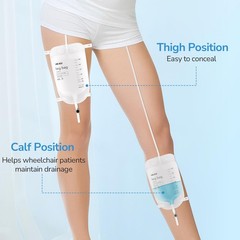 3 Pack Catheter Bags, 1000mL/33.8oz, Easy-Tap Leg Bag Urinary 3 Pack, 1000ml