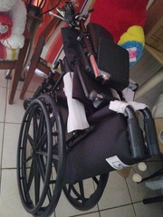 Manual Foldable Wheelchair, Black, Padded Armrests, Adjustable Footrests, 4W