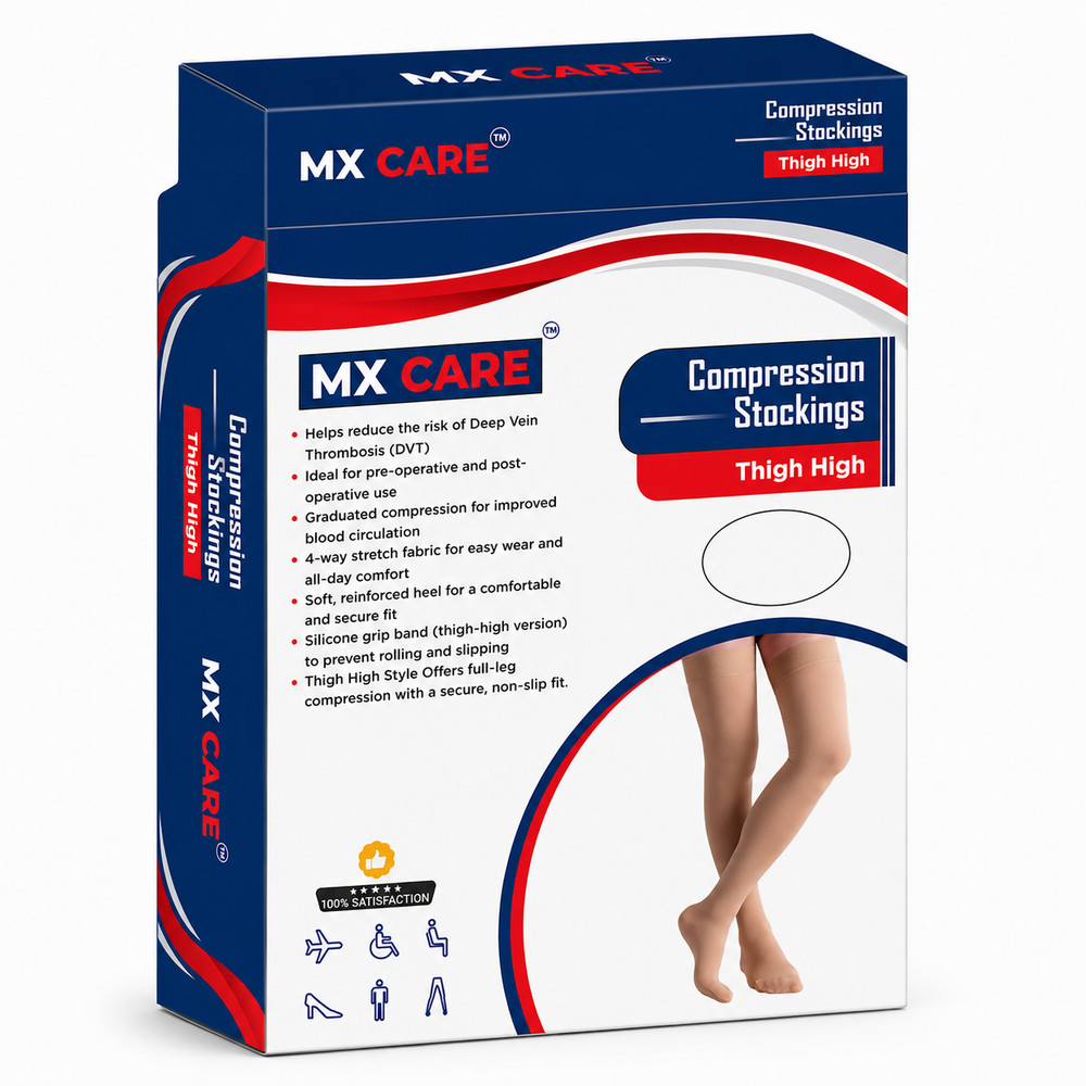 MX Care Thigh High Compression Stockings Closed Toe Leg Support for tired legs