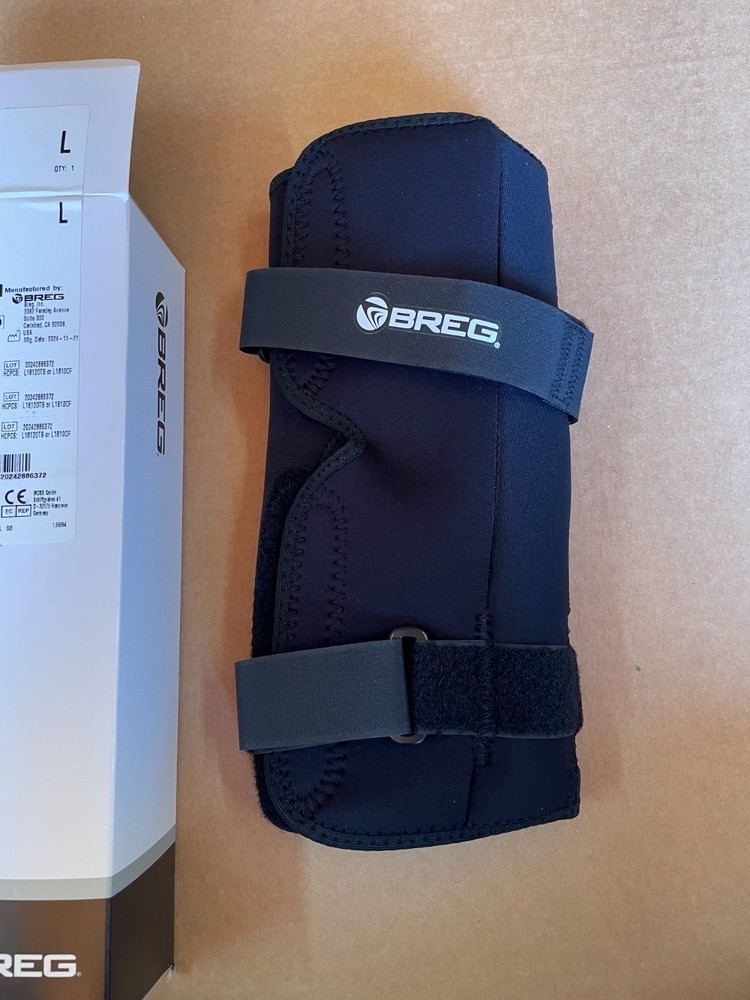 Breg Econ Hinged Knee Brace Large L Wraparound Open Back Black Orthopedic 11214
