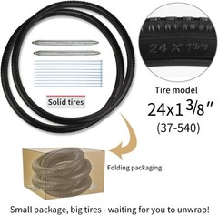 Wheelchair Rear Wheel Solid Tires (Pair) 24X1 3/8″ PU Non Pneumatic Tires, Suita