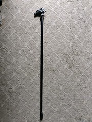 Dragon Head Walking Cane Decorative Handle, Black Silver, Metal