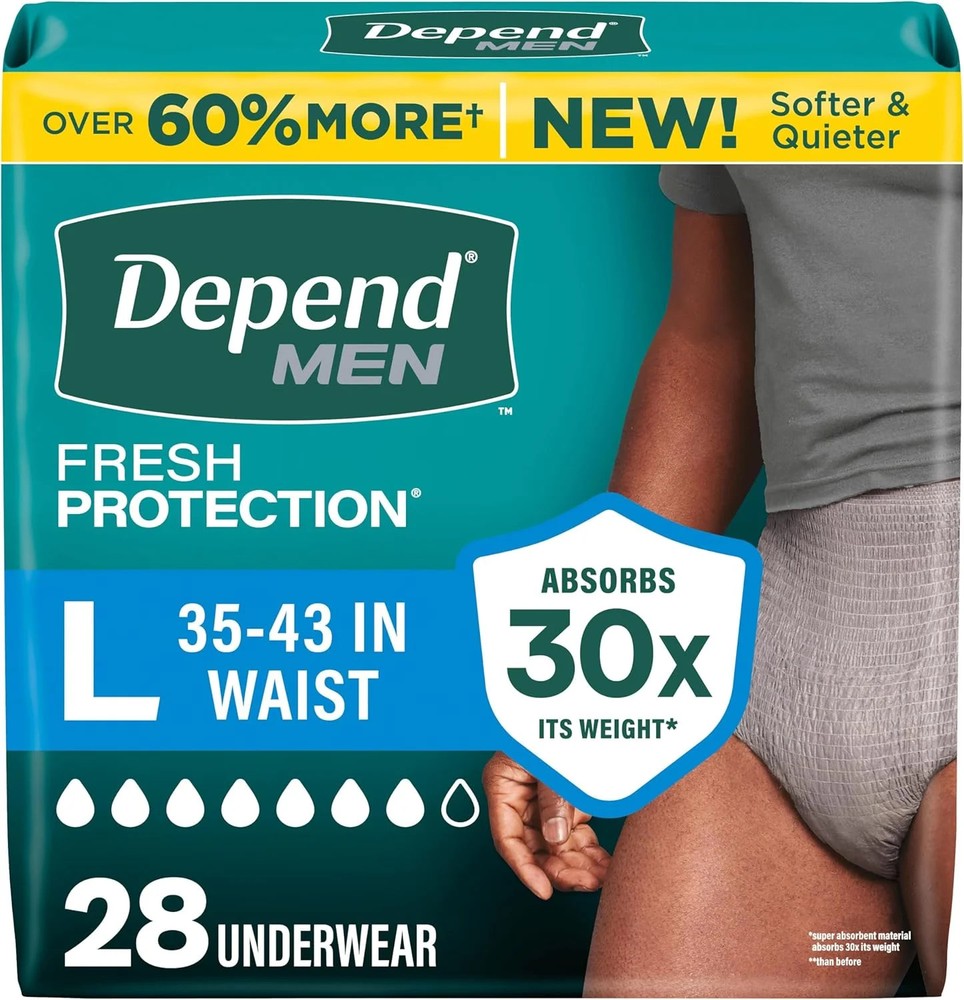 Depend Fresh Protection Adult Diapers, Incontinence Underwear for Men, Disposabl