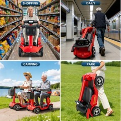 ZIPPYGO Red 1000W Folding Mobility Scooter 4 Wheel For Elderly Adult 36V/21Ah US