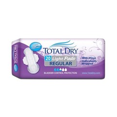 TotalDry Light Pads Regular, 10.75″ Long Pack(age) of 20
