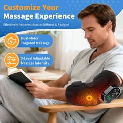 Cordless Heated Massage Elbow Brace with 3000mAh Battery – 5 Heat & 3 Vibration