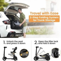 4 Wheel Folding Mobility Scooter Electric Power Wheelchairs Long Range -OPEN BOX
