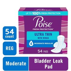 Ultra Thin Incontinence Pads with Wings for Moderate Protection 54 Count