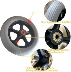 2 PCS 8 x 1.5 Inch Solid Replacement Wheels for Rollator Walker Folding Hand …
