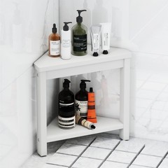 15 Inch Black HDPE Waterproof 2Tier Corner Shower Stool Foot Rest Bathtub