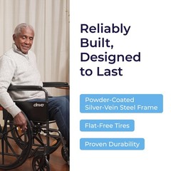 Drive Medical Silver Sport 1 Folding Transport Wheelchair Lightweight Removable