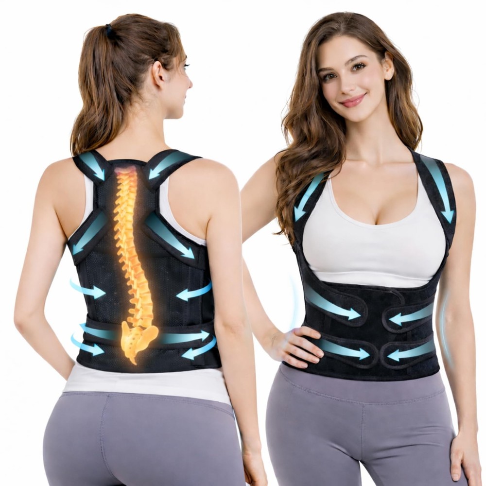 TNDCKP Posture Corrector for Men and Women – Dual-Zone Elastic Medium, Black