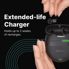 Eargo 8 Self-Fitting OTC CIC Hearing Aids, Rechargeable Charging Case, Black
