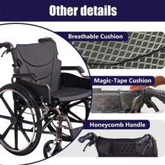 Folding Manual Transport Wheelchair, 20 “ Seat With Front and Rear Locking Hand