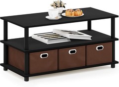 Turn-N-Tube Coffee Table 31.22D x 15.5W x 15.8H in Black Oak/Black/Brown