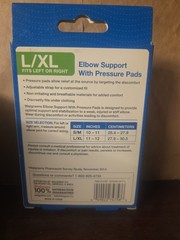Health Walgreens Elbow Support w/Pressure Pads L/XL Latex-Free Antimicrobial L/R