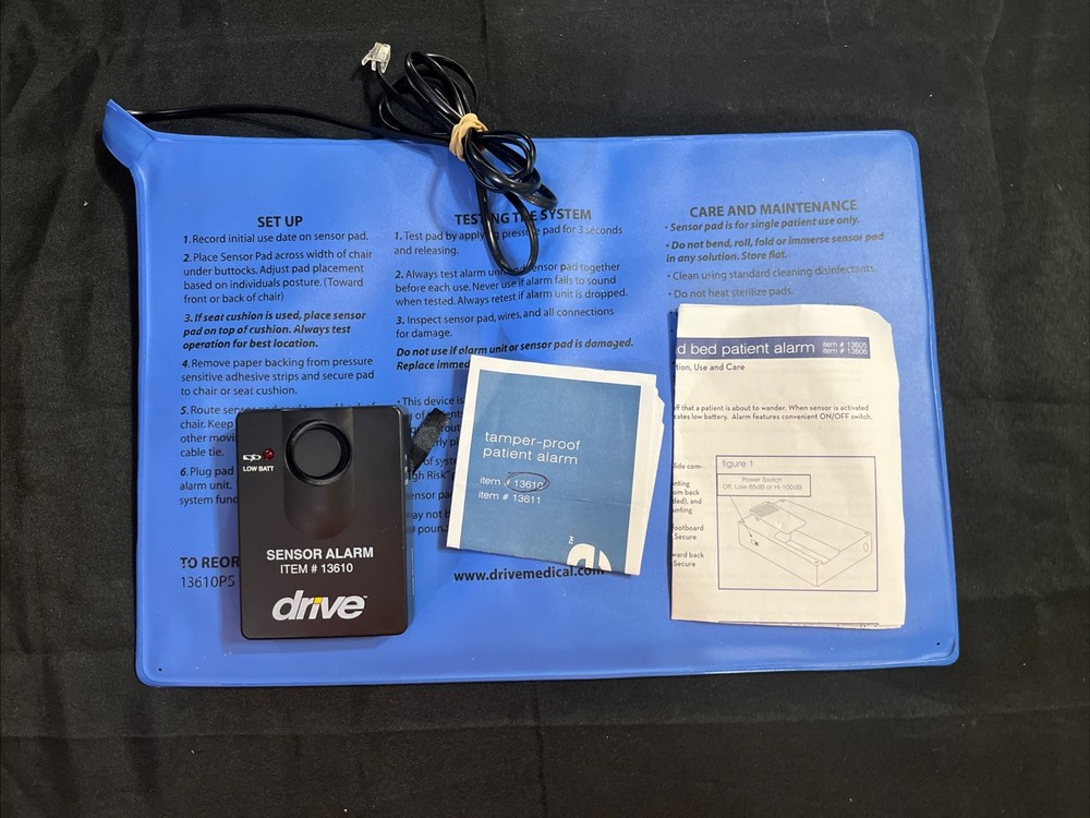 Drive 13605 Pressure Sensitive Bed Chair Patient Alarm, 10″ x 15” Pad -Tested