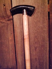 walking cane Bison Horn handle lathe taper figured Hickory shaft MADE IN THE USA