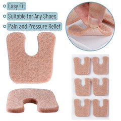 Dr. JK- Felt Callus Cushions for Feet, 30 Pcs, 1/5″ Thick, Beige, U-Shaped Callu