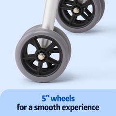 Medline Heavy-Duty Bariatric Folding Walker with 5” Wheels and Durable Handles