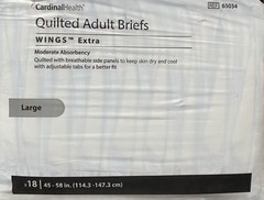 4 packs Cardinal Health Quilted Adult Briefs – Size L (18 pack )w/Wings 45-58 in