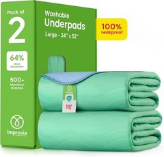Reusable 34″x52″ Underpads – Leakproof, Waterproof and Super Absorbent Pads