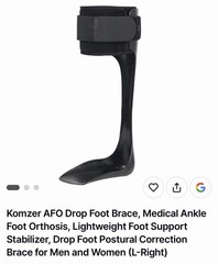 Komzer AFO Drop Foot Brace Orthosis L-Right Adjustable Polyethylene Black