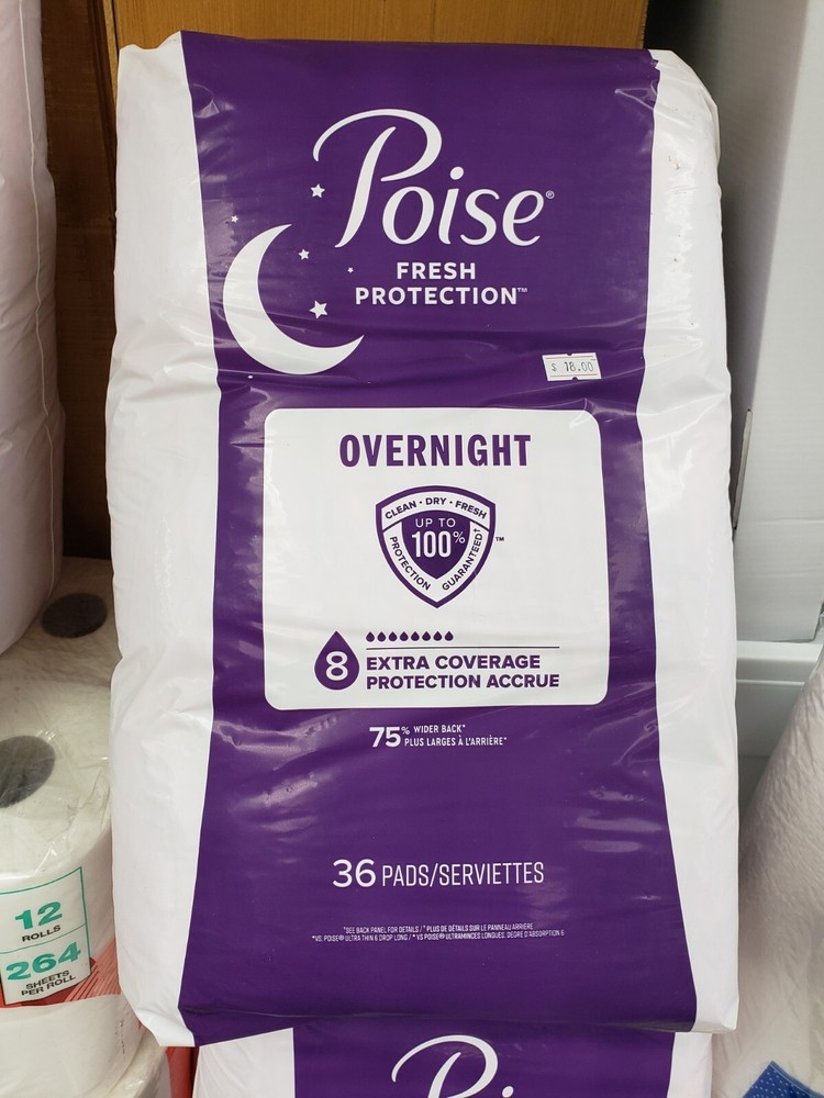 Poise Incontinence Pads, 36 Pads, Overnight Absorbency, Extra-Coverage
