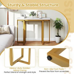 Giantex 42 Console Table Modern Faux Marble Entryway Table Geometric Metal